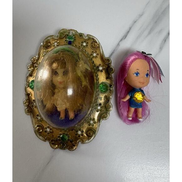 1966 Mattel Liddle Kiddle "Riddle" Locket with Original Doll + 1994 Bonus Doll - Picture 1 of 3